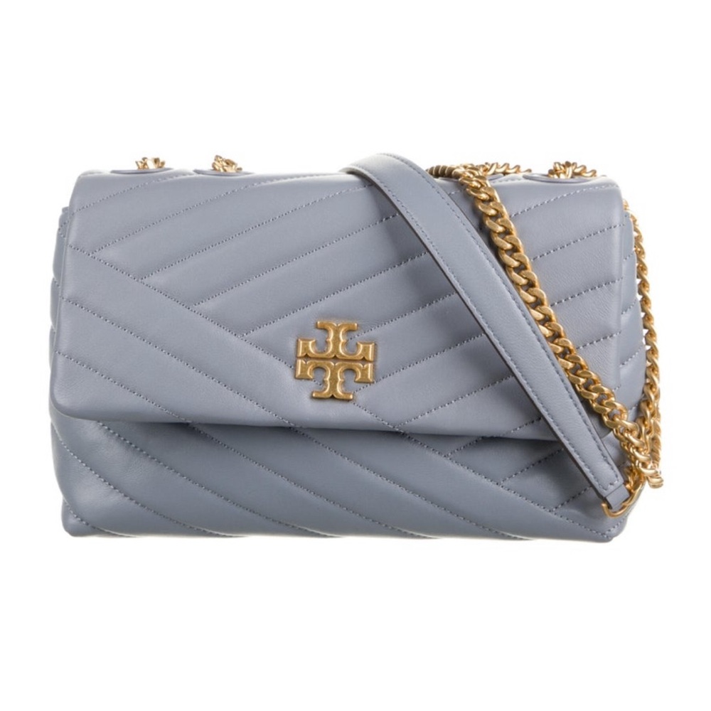 Tory Burch Gray Quilted Leather Shoulder Bag